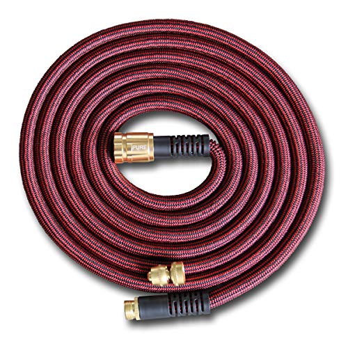 Pure Expandable Garden Hose 50 FT with Spray Nozzle Best Expanding Retractable Water Pipe for Garden Lawn Zero Kink Red Line