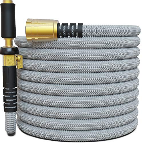 TITAN 200FT Garden Hose  All New Expandable Water Hose with Triple Latex Core 34 Easy Removal Solid Brass Fittings Expanding Extra Strength Fabric Flexible Hose with Jet Nozzle and Washers (G)