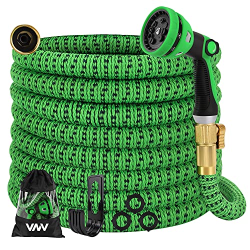 VNV 25ft Expandable Garden Hose  Expanding Flexible Water Hose with 10 Function Nozzle Durable 3750D 34 Solid Brass ConnectorsEasy Storage Kink Free Garden Water Hose