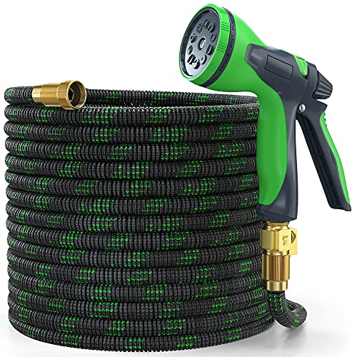 YEMMEN Garden Hose 50ft Expandable Water Hose with 10 Function Nozzle and Solid Brass Fittings
