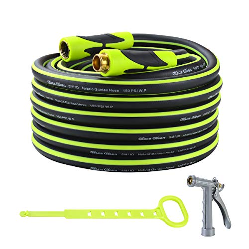 Grace Green Garden HoseHybrid 58 in×50FT Water Hose Both End SwivelGrip Heavy Duty Light Weight Flexible