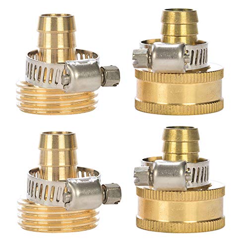 2 Sets Brass Garden Hose Connector Repair Mender Kit with Stainless ClampFits 12 Water Hose Fitting