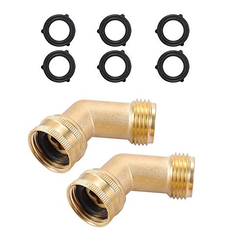 Brass Garden Hose Elbow Connector 45 Degree Hose Elbow Fitting Quick Swivel Connect 34 Garden Hose Thread 2pcs with Extra 6 Pressure Washer