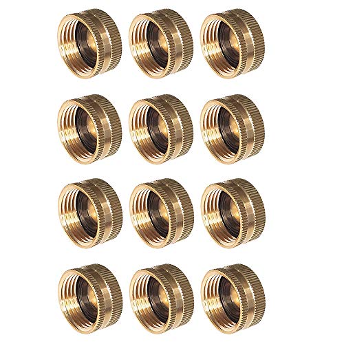 HQMPC Brass Hose Cap Garden Hose End Female 34 GHT 12Pcs Brass Cap Garden Hose Female End Brass Fitting Cap Set