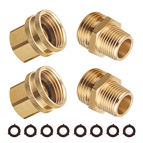 JOEJET Garden Hose Adapter 34 Inch GHT to 12 Inch NPT Brass Quick Connect Garden Hose Fittings 2 Pack