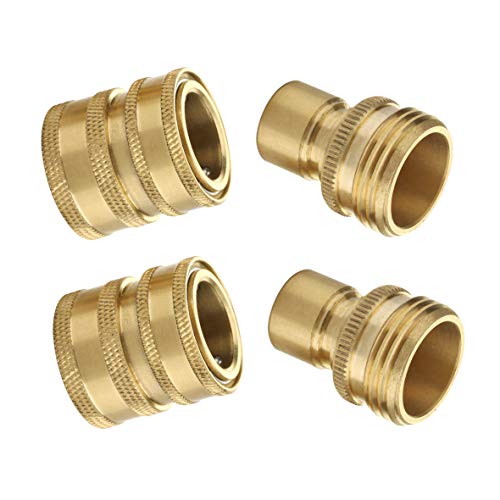 M MINGLE Garden Hose Quick Connect Fittings 34 Inch GHT Solid Brass Quick Connector Set 2Pack