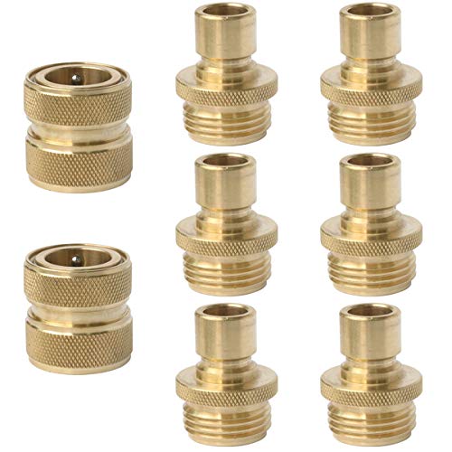 PLG Garden Hose Quick Connect Fittings  34 Actual Brass LeakFree Hose Connector  Easy Connection  Perfect for Changing Between Multiple Watering Tools  2 Female  6 Male
