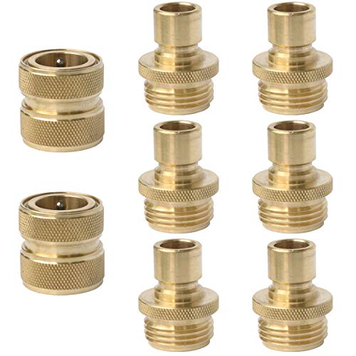 PLG Garden Hose Quick Connect Fittings  34 Actual Brass LeakFree Hose Connector  Easy Connection  Perfect for Changing Between Multiple Watering Tools  2 Female  6 Male