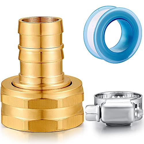 YELUN Solid Brass Garden Hose Repair kit Connector with Clamps 58 Barb x 34 FemaleFit for Garden Hose FittingMale and Female Hose Fittings