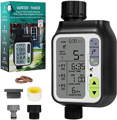 Bearbro Automatic Water Timer3 Separate Irrigation Digital ProgrammableSprinkler Timer with Rain SensorChild LockAuto  Manual Watering ModeIP65 WaterproofGarden Lawn Hose Faucet Water Timer