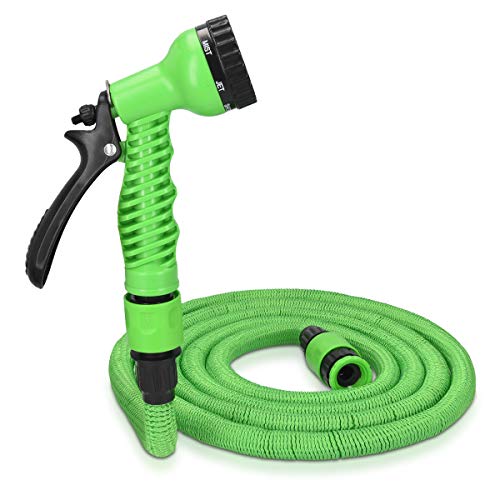 Navaris 75ft Expandable Garden Hose  Flexible Water Pipe with Double Latex Core 7 Pattern Spray Gun Braided Outer Layer  Medium No Kink Hose