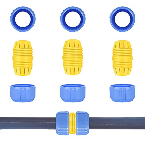 (58 and 34) Easy Garden Hose Repair Kit Hose Connector Hose Fitting Water Repair End Hose Mender Barbed Hose Extender Pipe Adapter 3 Sets Fit for 58 inch or 34 inch Hose
