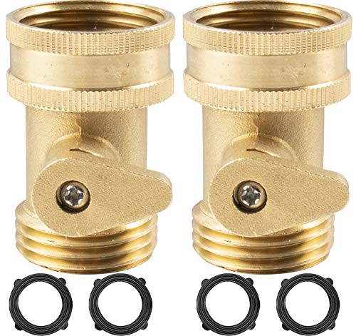 WHK Brass Water Hose Shut Off ValveSolid Garden Hose Shutoff Valve34 Inch Heavy Duty Brass Shut Off Valve Garden Hose ConnectorOn Off Valve for Garden Hose with 4PCS Extras Washers(2 Pack)
