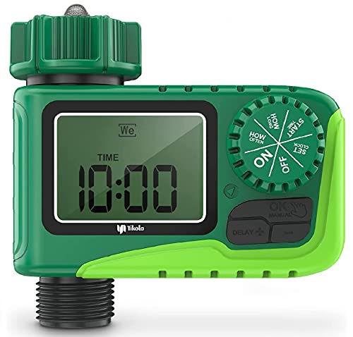 Garden Hose Timer 3 Watering PatternsAutoManual Mode2 Large ScreenRain DelayChild Lock ModePower Memory Module Electronic Garden Hose Watering Timer for Garden Patio Lawn