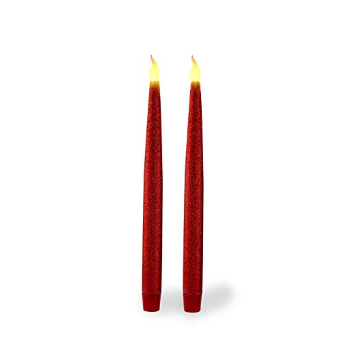 Furora LIGHTING Red LED Taper Candles Window Candles Candle Lights Long Candles Battery Powered Candles Electric Candles Window Lights with 6 Hour Timer Function  Red 115 Pack of 2