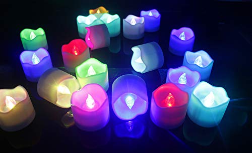 Topstone Remote Control Tea Lights Battery Powered Votive Candles with Timer Color Changing Flickering Lights in Wave Open Style for Wedding Christmas Decoration Pack of 12 (Wave Open Style)