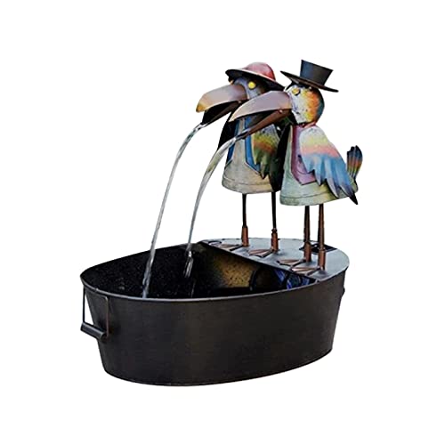 CSQDU Fountain Yard Art DecorFountain Courtyard Garden DecorationFunny Animal Sculpture CraftsResin Owl Water Fountain StatueOutdoor Metal Crow Water Fountain Patio Art Decor for Deck Porch (A)