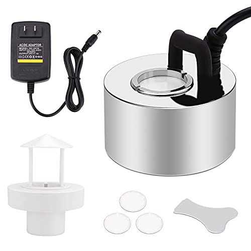 FITNATE 350mlH Mist Maker Metal Fogger Atomizer for Water Fountain Pond Pot Rockery Sink with Removable Splash GuardAtomized disc and Changing Tools