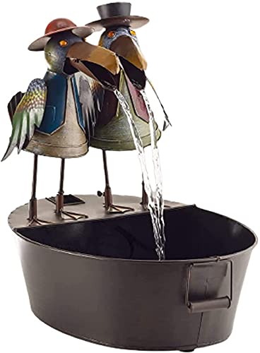 Funny Metal Crow Outdoor Water Fountains Resin Woodpecker Garden Fountain Yard Decoration for Garden Patio Deck PorchYard Art Decor 6Inch Tall Brown