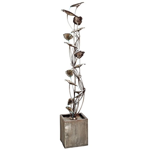 Water Fountain  7 Foot Tall Wandering Leaf Garden Decor Metal Tower Fountain  Outdoor Water Feature