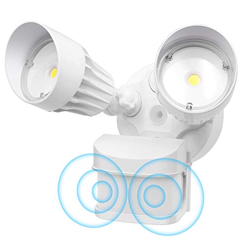 CINOTON LED Flood Light Motion Sensor Light Outdoor Adjustable DualHead Dusk to Dawn Security Light IP65 Waterproof 3000 Lumens 5000K Upgrade Double Motion Sensor 36W250W Equivalent