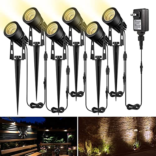 ALOVECO Landscape Lighting 689ft 12V LED Landscape Lights Connectable Waterproof Garden Lights COB LED Outdoor Spotlight Plug in for Patio Deck Yard Garden Driveway (Warm WhiteUp to 10 Lights)