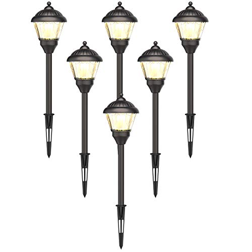 GOODSMANN Landscape Lighting Low Voltage Path Lights LED 15 Watt Floodlight with Metal Spike and Connector for Outdoor Lighting Garden Patio Yard (6 Pack) 9920G11506