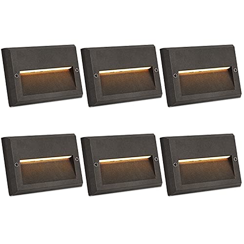 Hykolity Low Voltage LED Landscape Deck Light 3W 49LM 12V Wired for Outdoor Yard Lawn Step and Stair Lighting Diecast Aluminum Construction 10Watt Equivalent 15Year Lifespan 6 Pack