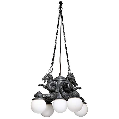 Design Toscano Four Dragons of the Cardinal Directions Hanging Chandelier 13 inch greystone