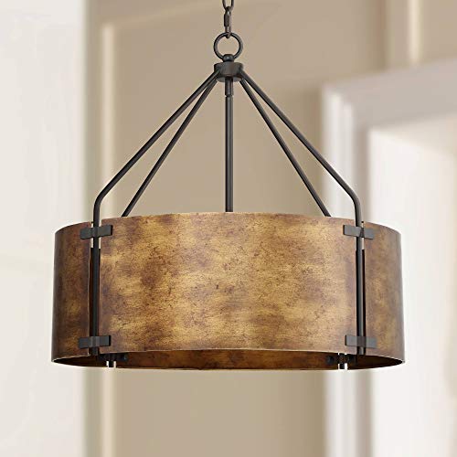 Julian Bronze Small Pendant Chandelier 22 Wide Rustic Industrial Drum Shade 4Light Fixture for Dining Room House Foyer Entryway Kitchen Bedroom Living Room High Ceilings  Possini Euro Design