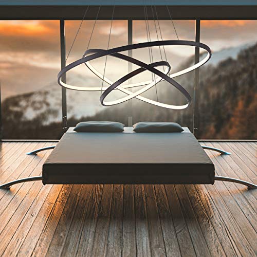 LightInTheBox 3 Ring Chandelier Light Fixture Dimmable Pendant Light Fixtures Modern Chandelier Lighting Ceiling Light Fixture LED Painting Finish Metal Acrylic Black for Living Room Dinning Room