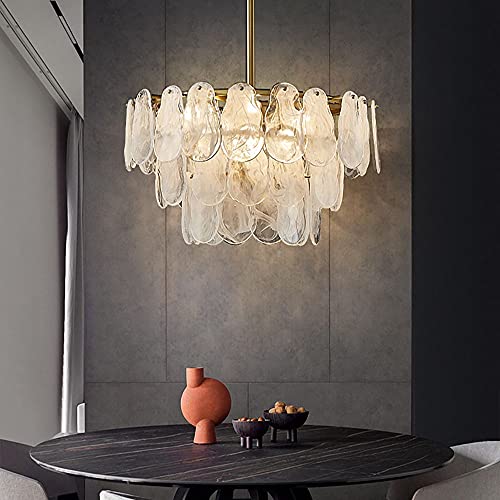 Lovedima Gold MultiTier Lantern Pendant LightingCloud Glass Metal Chandeliers Hanging Ceiling Light Fixtures (6Light)