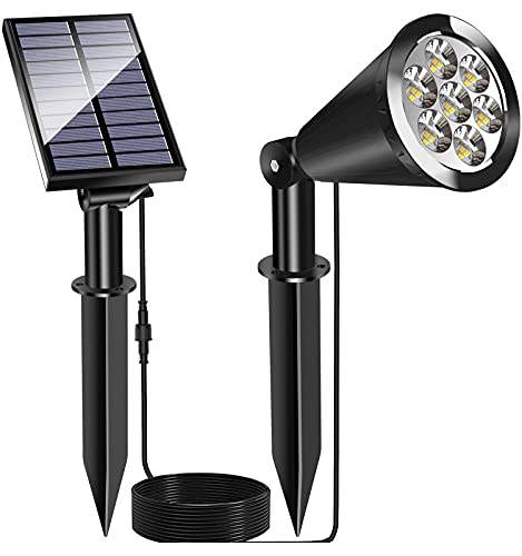 MEIHONG Solar Spot Light Outdoor Waterproof Solar LED Landscape Lights Dusk to Dawn 2in1 Solar Spotlight Solar Powered Accent Lights for Garden Porch Walkway Patio (White1 Pack)