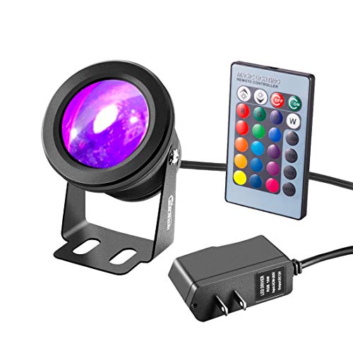 RUICAIKUN Spotlight for YardLED Spotlight 10W RGB Spotlight Outdoor with US Plug and Remote Control Dimmable Colored SpotlightsWaterproof Landscape LightsAbove Ground Pool Lights(DCAC 12V)