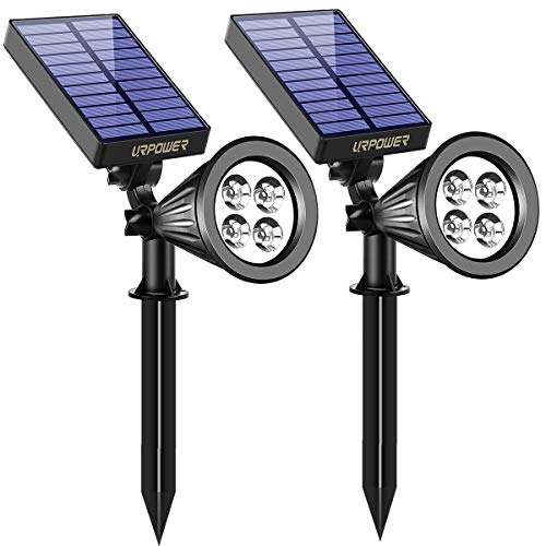 URPOWER Solar Lights Outdoor Adjustable Solar Spot Lights Outdoor 2in1 Waterproof Solar Landscape Spotlights Wall Light DusktoDawn Solar Powered Outdoor Light for Garden Yard Pathway (2 Pack)