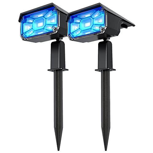 Vercifo Solar Spot Lights Outdoor 2Packs32LED Blue Solar SpotlightAuto OnOff Solar Landscape Lights Adjustable 2in1 Waterproof Solar Outdoor Lights for Yard Pathway Garden or Holiday Decoration