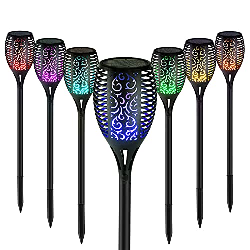 Eternal Colourful Solar Patio Lights with 96 LED is Used in Outdoor Decorative Lighting or Path Light Like Torch with color changing function Perfect For Halloween Christmas Decorations (4Pack)