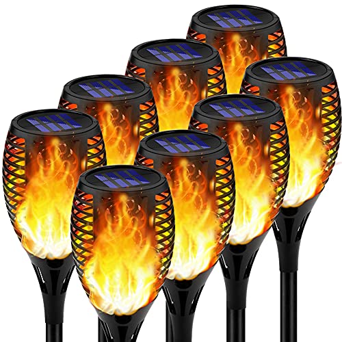 Kurifier Solar Lights Outdoor Decorative UltraLarger Solar Torch Light with Flickering Flame Waterproof Landscape Solar Outdoor Lights for Garden Pathway Patio Halloween Xmas Auto OnOff 8Pack