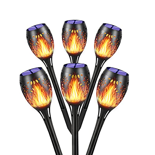 YoungPower Solar Flame Torch Lights Light Torches with Flickering Flame Waterproof Torches Lights Outdoor Solar Torch Lights Decoration Lighting for Garden Porch Yard Driveway Halloween Christmas 6P