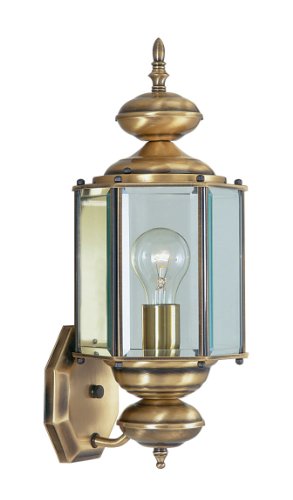 Livex Lighting 200601 Outdoor Wall Lantern with Clear Beveled Glass Shades Antique Brass