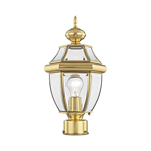 Livex Lighting 215302 Outdoor Post with Clear Beveled Glass Shades Polished Brass