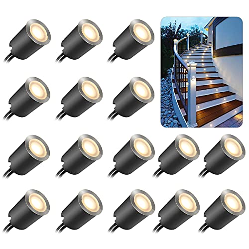 Recessed LED Deck Light Kits with Protecting Shell φ32mmSMY In Ground Outdoor LED Landscape Lighting IP67 Waterproof12V Low Voltage for GardenYard StepsStairPatioFloorKitchen Decoration