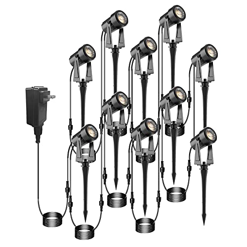 Landscape Lighting FMART 3Wx10 Low Voltage Outdoor Landscape Spotlights with Stake 3000K Warm White IP65 Waterproof Outdoor Landscape LED Lighting for Garden Backyard Lawn 2500 Lumens 10Pack