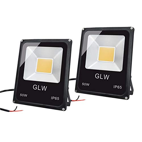 GLW 50W LED Landscape Lights 1224V DC Warm White Flood Lights Low Voltage Landscape Lighting IP65 Waterproof Security Light for Walls Trees Flags Outdoor Spotlights with Spike Stand(2 Pack )