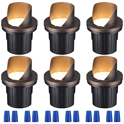 LEONLITE 12V Well Lights Low Voltage 6W LED InGround Landscape Lighting 3000K Warm White UL Listed Cable IP67 Waterproof 5 Years Warranty Oil Rubbed Bronze Yard Garden Pack of 6
