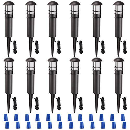 LEONLITE 12Pack LED Landscape Pathway Light 3W (18W Eqv) ACDC 12V Low Voltage Path Lighting IP65 Waterproof NonDimmable ETL Listed Bronze Aluminum Housing 3000K Warm White