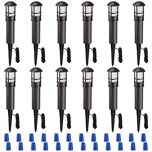 LEONLITE 12Pack LED Landscape Pathway Light 3W (18W Eqv) ACDC 12V Low Voltage Path Lighting IP65 Waterproof NonDimmable ETL Listed Bronze Aluminum Housing 3000K Warm White