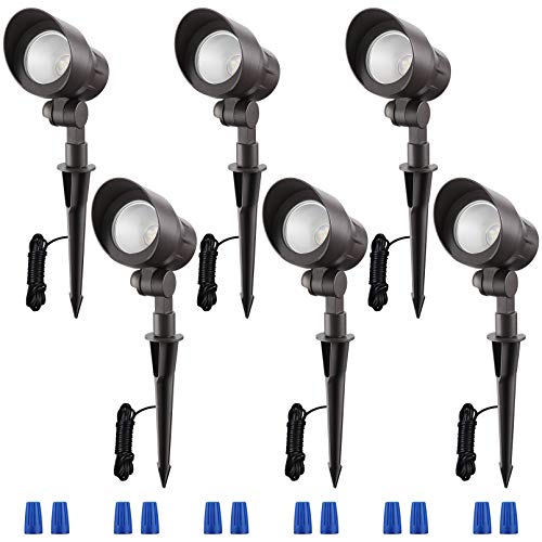 LEONLITE 4W LED Landscape Spotlight 12V Low Voltage Garden Lights IP65 Waterproof 3000K Warm White High CRI90 ETL Listed Bronze Aluminum Housing Pack of 6