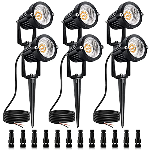 Mutois Low Voltage Landscape Lights LED Landscape Lighting 12V Garden Lights Outdoor Spotlights Flood Garden Pathway Lawn Yard Lights 2700K Waterproof Warm White Light(6 Pack with Connectors)